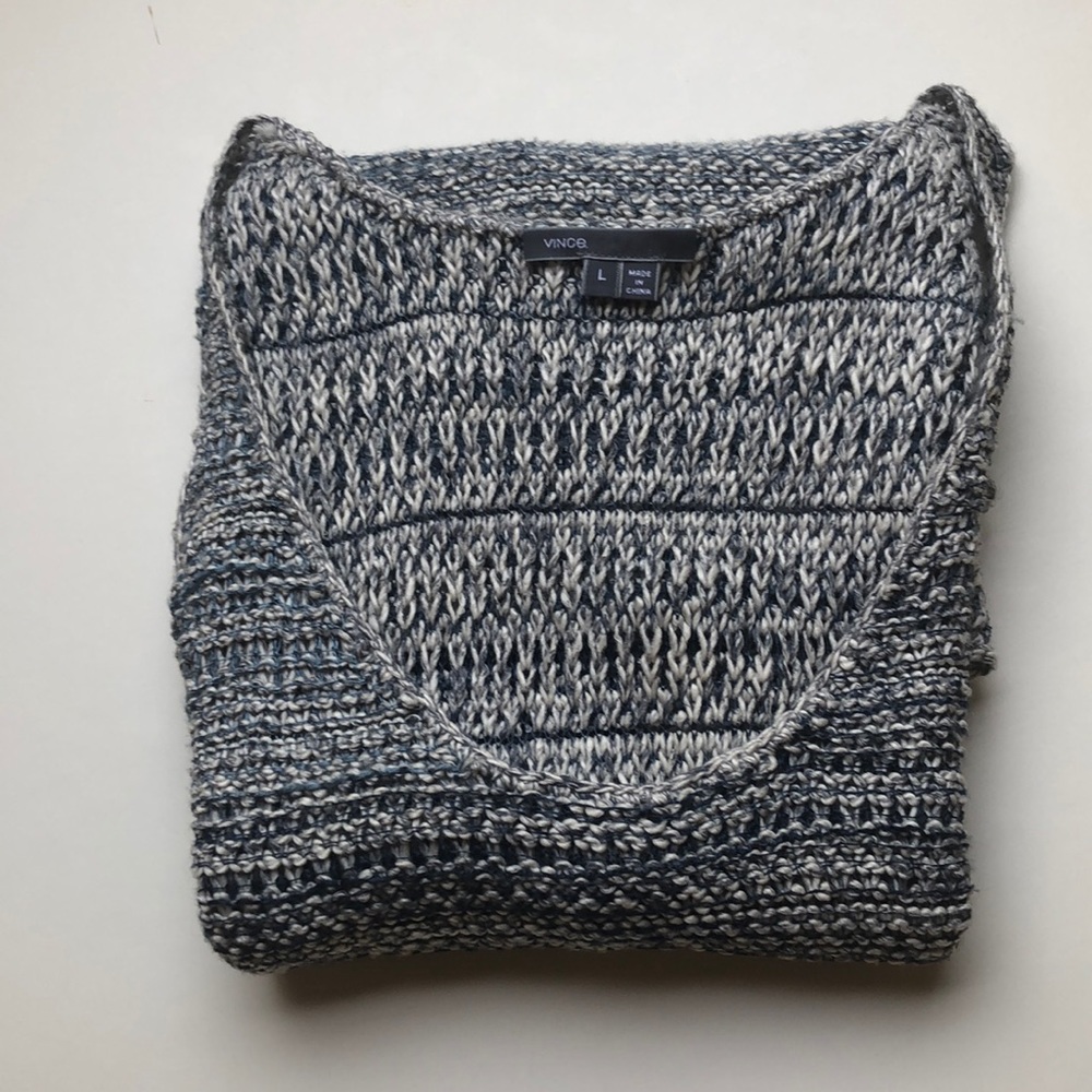 Vince. Blue & White Knit Tank Top SZ LRG